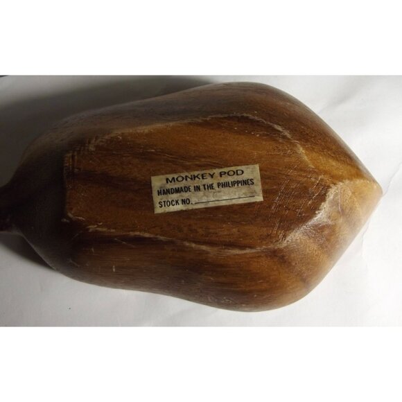 Monkey Pod Wood Shaped 6-7/8" Bowl Serving Trinket Nut Dish MCM vtg - Picture 7 of 7